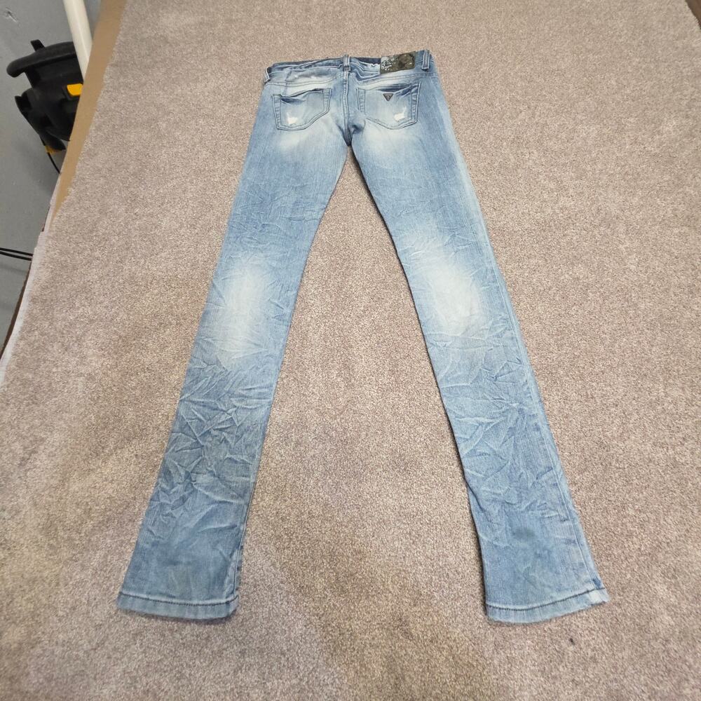 y2k 00s grunge low rise Guess Jeans Starlet Skinny sz 24 Light Wash Distressed